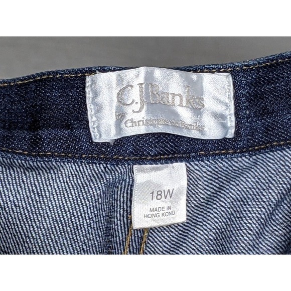 CJ Banks Capri Pants Women's Plus 18W Dark Blue Denim Comfort Waist High Rise - Picture 4 of 6